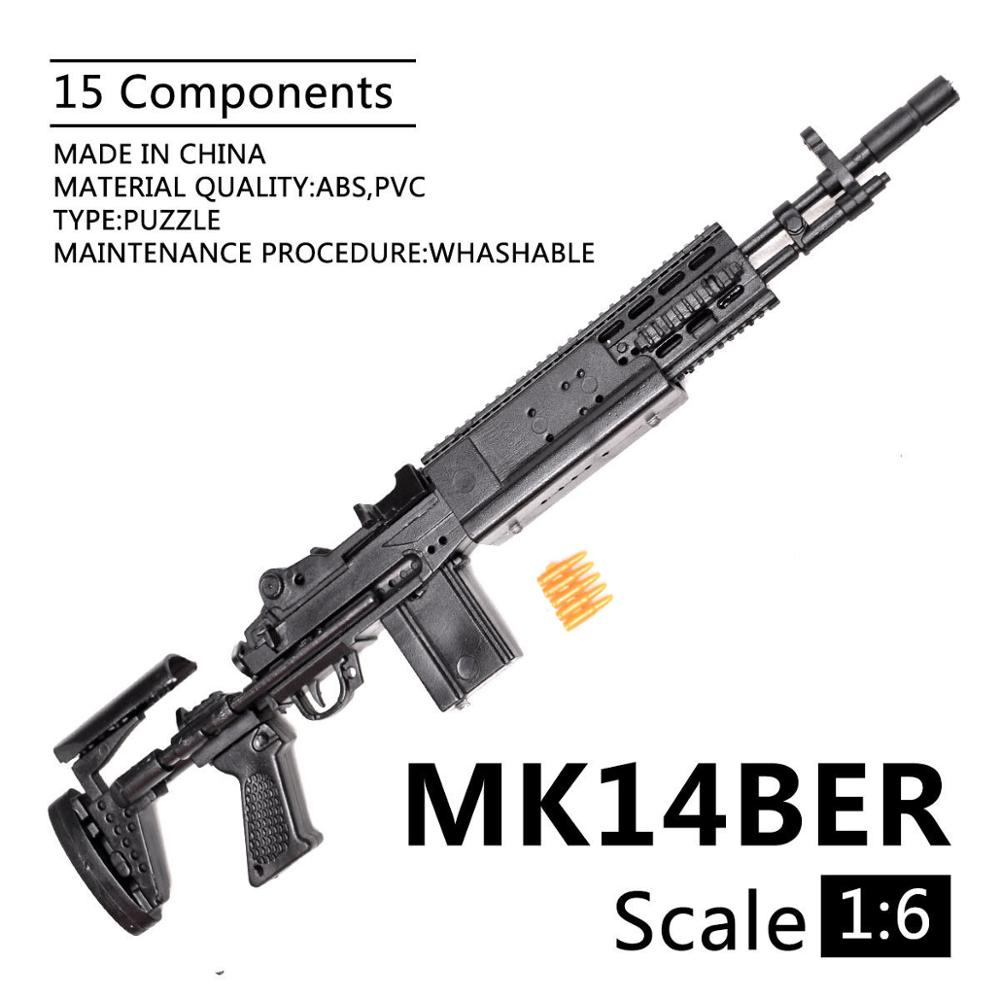 Масштаб 1/6 Военное Оружие Армии США Снайперская Винтовка M82A1 M134 M14 M16 Полицейский Солдат SWAT Фигурка Модель для Сборки Оружие Игрушки