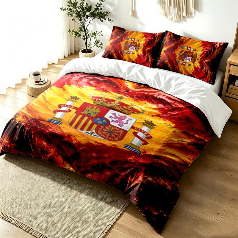 Spain 3pc Duvet Cover Set Simple Modern Bedding Set Wrinkle Resistant Soft Fabric All Season Use a perfect gift