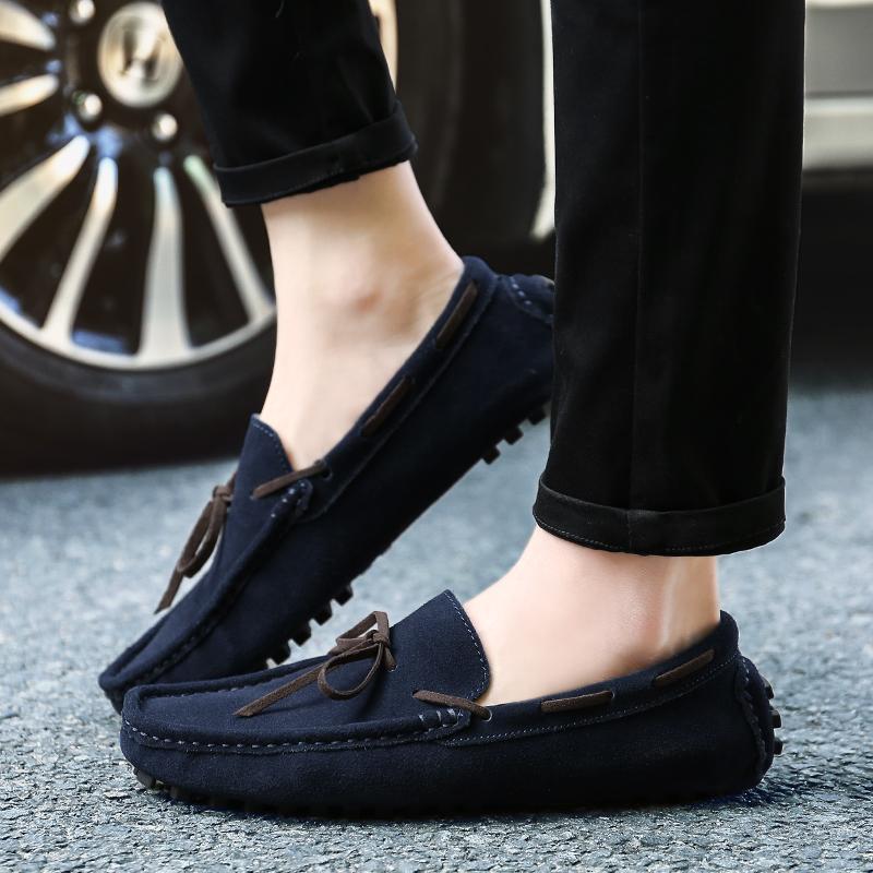 Лоферы для мужчин Замшевые Лоферы из натуральной кожи Плоские туфли Мужская повседневная обувь Мужские мокасины Мужская обувь для вождения Итальянские роскошные туфли для лодок