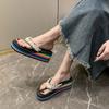 Slippers Heightening Beach Shoes Comfortable Platform Slippers Women's Soft One-word Drag 2025 Summer and Autumn New Rainbow Bottom