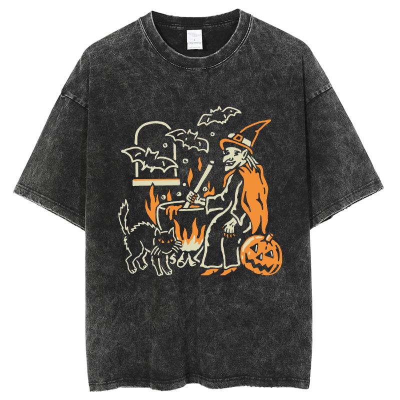 Летняя женская футболка унисекс с коротким рукавом и принтом тыквы на тему Хэллоуина, повседневная мужская ретро-одежда