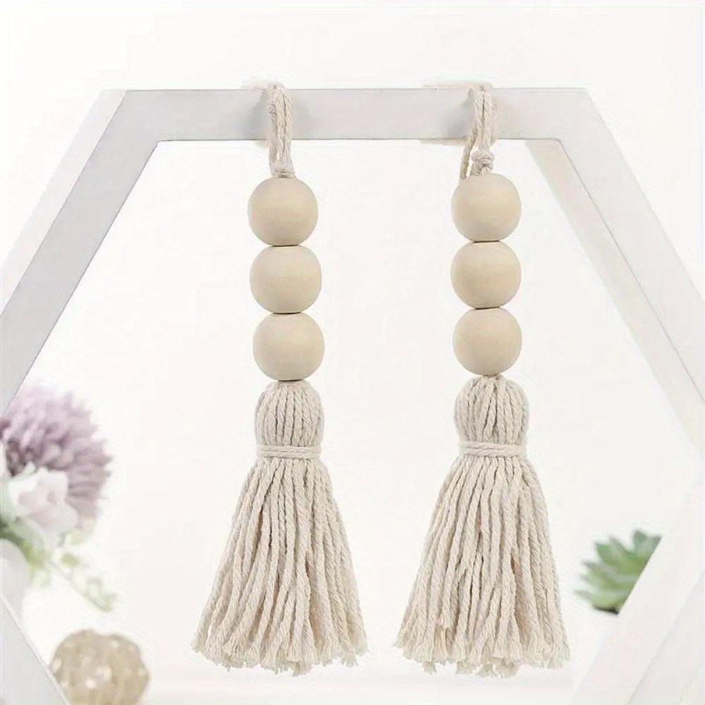 4 шт. Хлопковая кисточка Бусины Подвесные Подвески из натурального дерева Ручка для двери шкафа Вазы Нейтральные Нейтральные Домашние украшения