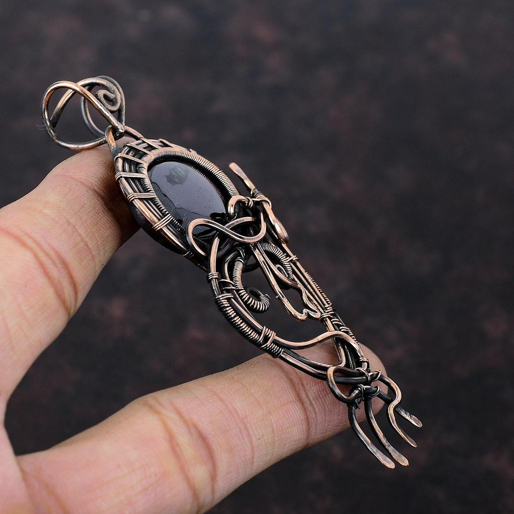 Подвеска из сугилита, медная проволочная обертка, подвеска ручной работы, медные украшения из сугилита, потрясающая подвеска из драгоценного камня, проволочная обертка, ювелирные изделия для подарка