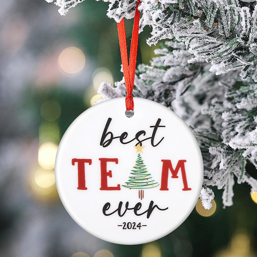 2/4Pcs Christmas Pendant Ornaments Acrylic Christmas Theme Best Team Xmas Tree Hanging Decoration Home Christmas Party Decor
