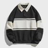 2024 Unisex Retro Colorblock Sweatshirt - Casual, Loose-Fit, National Trend with Lapel Design for Couples