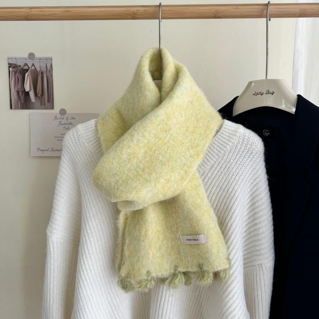 Модный шерстяной вязаный шарф Осень Зима Теплый Простой Защищающий от холода Шарф-накидка Для студентов Однотонный Универсальный Утепленный Шарф