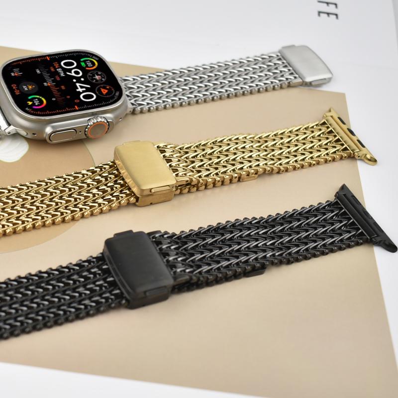 Магнитный ремешок из нержавеющей стали для Apple Watch Ultra/SE3/Series 11/10/9/8/7 Миланская петля для iwatch 49мм 46мм 45мм 44мм 42мм 41мм 40мм