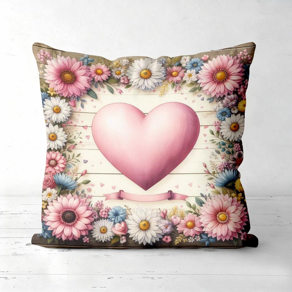 Floral Heart Patterned Cushion Covers for Home Decor Polyester pillowcase, sofa decorative cushion cov Headboard Pillow