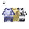 Детская полосатая футболка в корейском стиле - хлопок, короткий рукав, модный летний топ для мальчиков