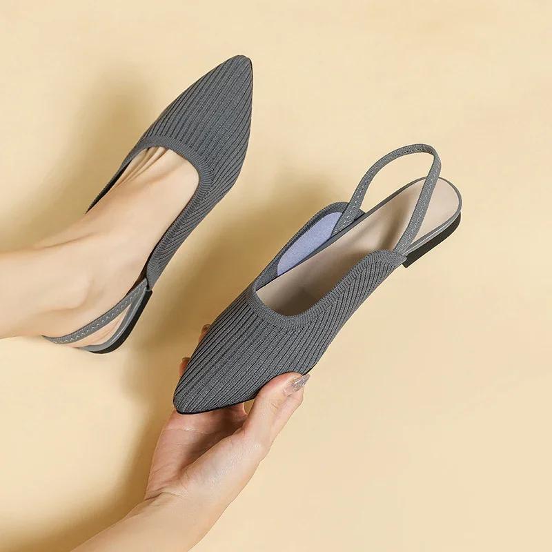 Большие размеры 43 женские сандалии плоские тапочки новые модные дышащие нескользящие туфли для беременных женские трикотажные мягкие однобортные туфли