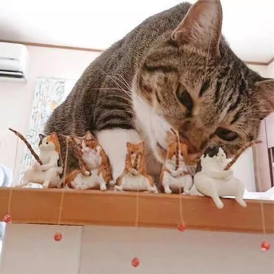 Рыболовная фигурка кота из смолы мультяшный котенок статуэтка животное скульптура домашний офис рабочий стол