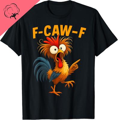 F Caw F Петух Смешная Птица Fcawf Куриный Шептун Fawk Off Футболка Мужская Одежда Печать по Требованию Хлопок Винтажная Одежда