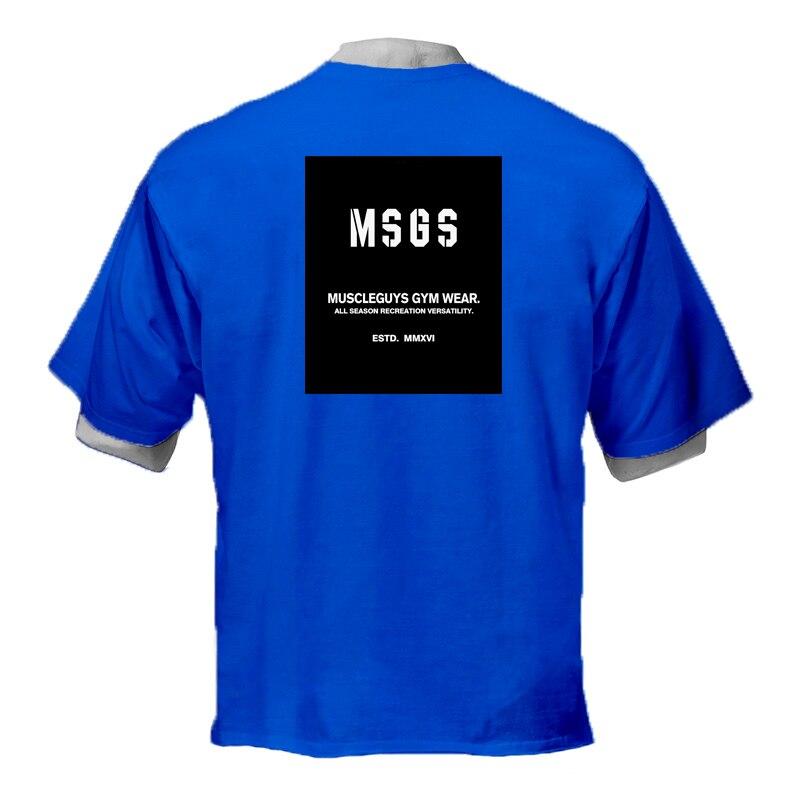 Muscleguys Мужская удобная футболка с коротким рукавом, принт на спине, летняя свободная футболка с коротким рукавом, трендовая уличная одежда для бодибилдинга