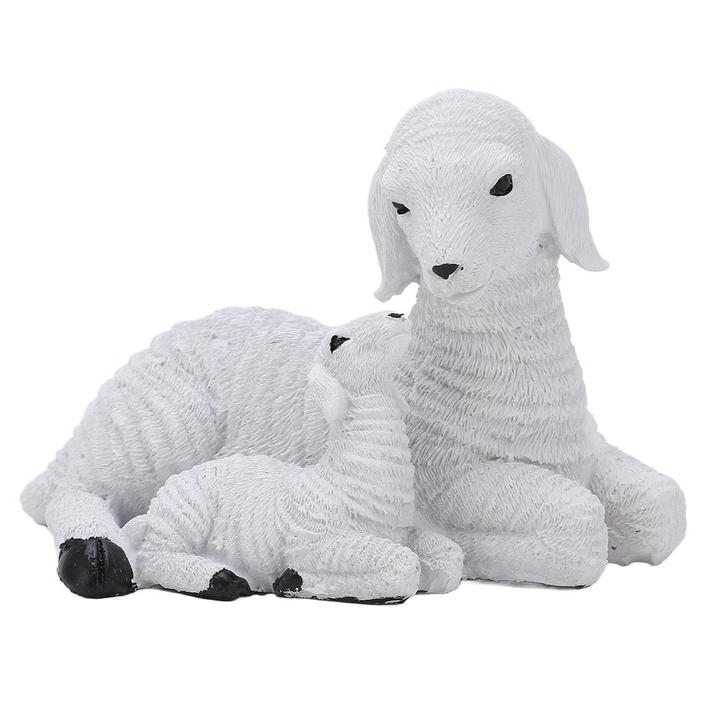 Sheep Figurines Rustic Style Distressed Look Resin Material Decorative White Lamb Ornament for Farm