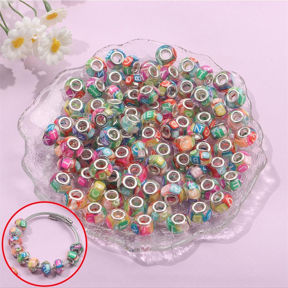 30/50/100 шт. Бусины с большими отверстиями в виде букв, европейские бусины для мастеров, бусины с большими отверстиями, сделай сам, ювелирные изделия, браслеты, ожерелья, серьги, изготовление ювелирных изделий