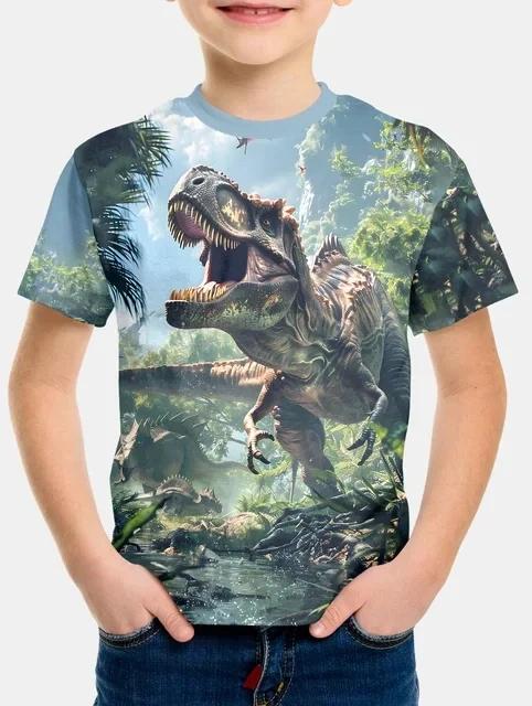 Kids Boys T-shirt Cool Jurassic World Dinosaur T Shirt Boy Clothes Summer Short Sleeve Tee Shirts Children Clothing Girls Tops