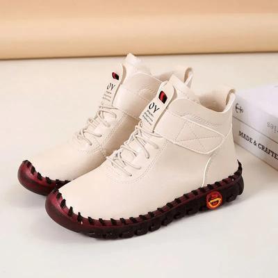 Модные зимние пушистые ботильоны, слипоны для женщин, кроссовки на шнуровке с высоким верхом, повседневная искусственная кожа, ортопедическая обувь, ударопрочные женские