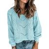 Women's Long Sleeve Lightweight Loose Casual Hollow Out Sweaters Solid Color Pullover Jumper Tops