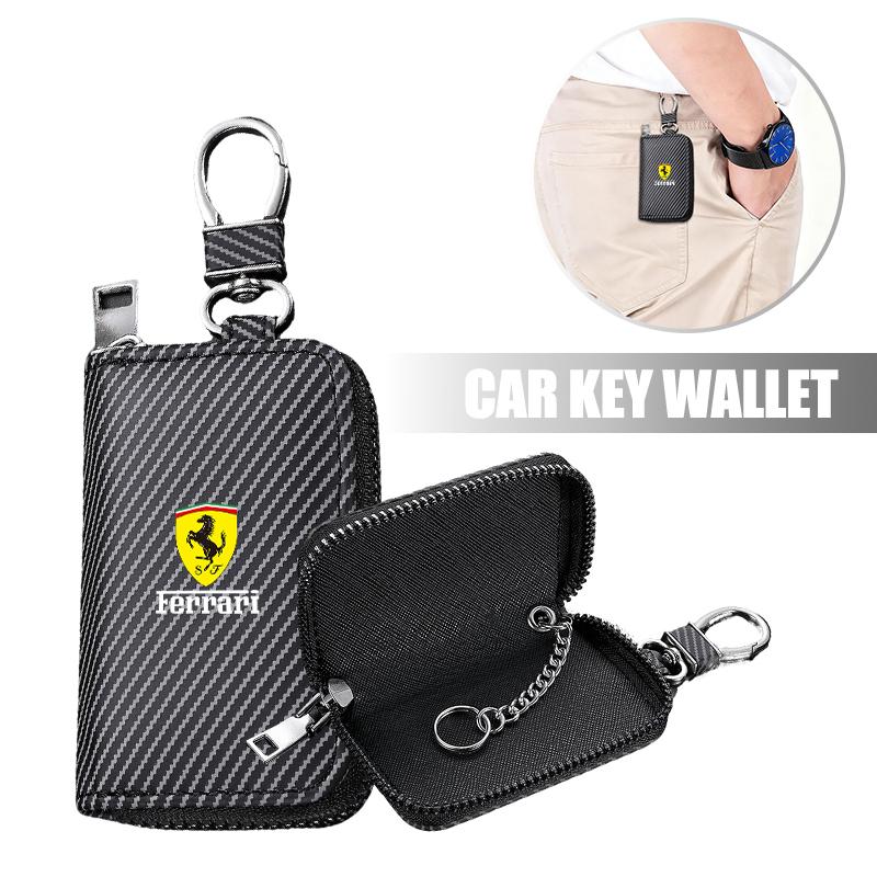 Carbon Fiber Car Key Zipper Bag Gift Badge Keys Case For Ferrari Roma F430 Spyde F80 Portofino F8 Spider SF90 Stradale LaFerrari JB4