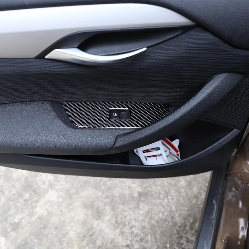 For BMW X1 E84 2009-2015 Car Carbon Fiber Hand Drive Car Window Lift Button Frame Decorative Interior Accessories RHD/LHD