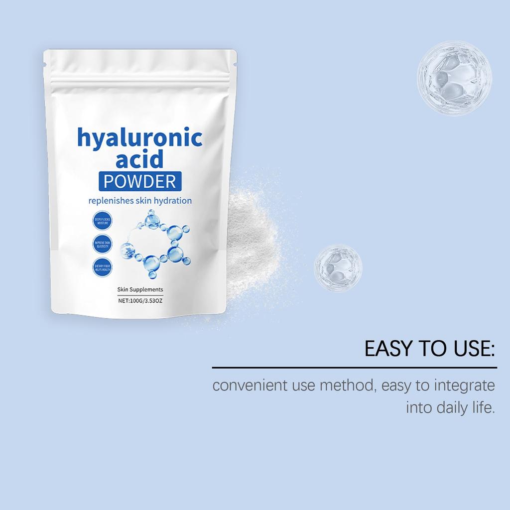 Увлажнение и смягчение кожи с помощью гиалуроновой пудры, растворимой в воде и увлажняющей, 100 г