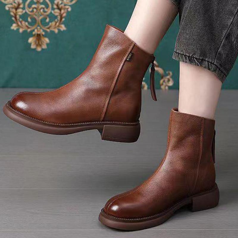 Женские ботильоны на плоской подошве из кожи, дизайнерская обувь в стиле ретро, тренд 2025 года, зимняя новая брендовая классика, готические гладиаторы, мотоциклетные ботинки Mujer