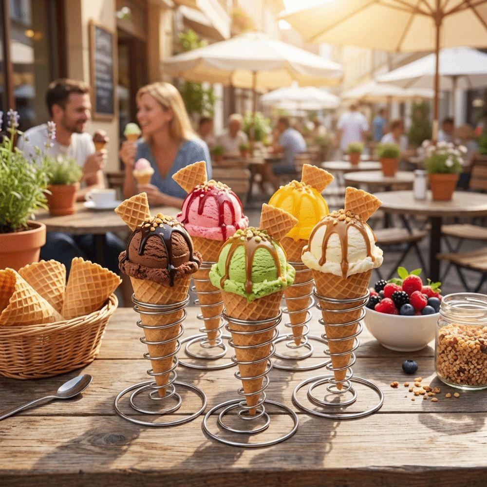 Conical Spring Ice Cream Cone Holder Metal Basket French Fry Display Wedding Decoration