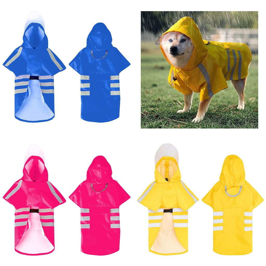Water Resistant Dog Raincoat With High Density PU Fabric Reflective Strips For Night Safety And Rainy Day Protections