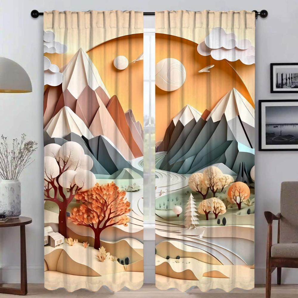 Разделение Пейзаж Искусство Окно Шторы для комнаты 2 Панельные затемняющие шторы Тюль для спальни Домашний интерьер Шторы Гостиная Камера