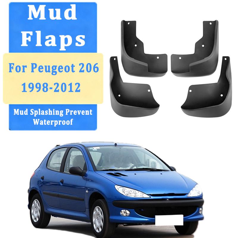 4 шт. Автомобильные брызговики Крылья для Peugeot 206 1998-2012 Автомобильные грязезащитные щитки для колес, Водонепроницаемые, Аксессуары для защиты от брызг грязи