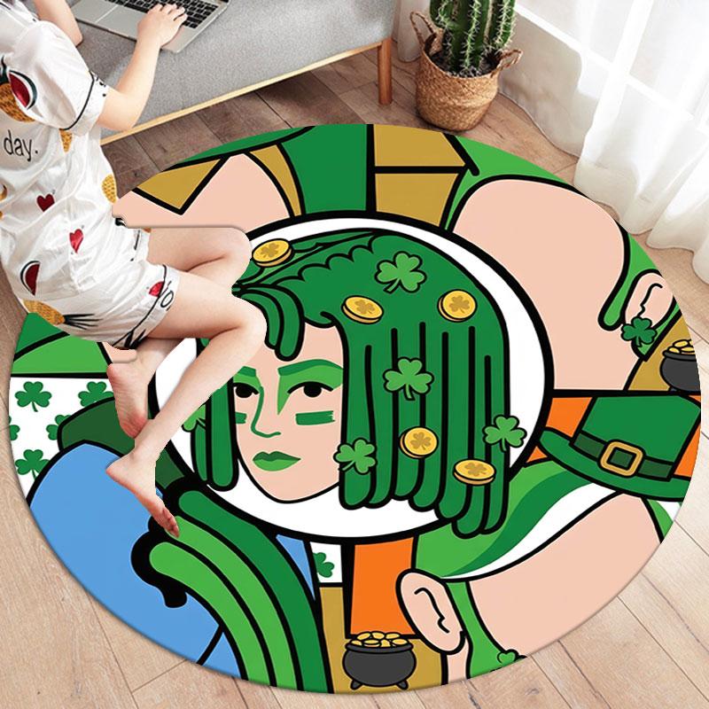Fifth Element Round Area Rug,Carpet Rug for Living Room Bedroom Sofa Playroom Decor,Non slip Floor Mat