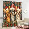 2D Flat Printing  JIT 2pcs   Curtains (Without Rod) Festive Pups Sleigh Popular Curtains Digital Printed Versatile 100% Polyester