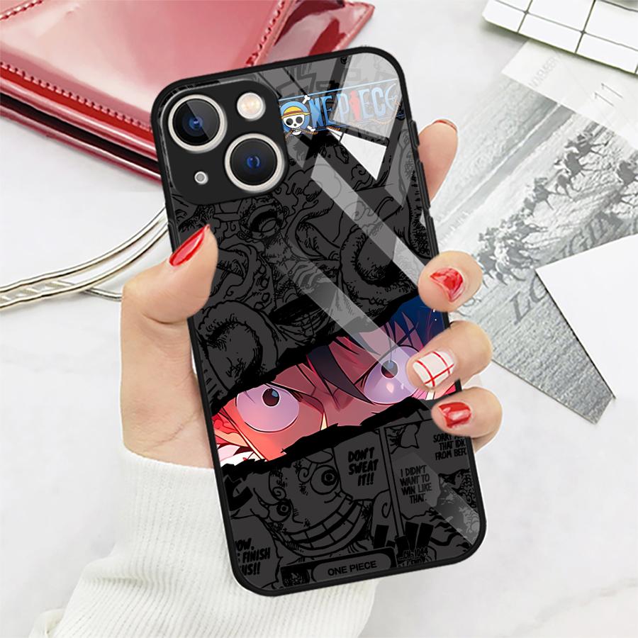 Anime OneS P-ieceS Glass Phone Cover Case for iPhone 17 Pro Max 16 XR 14 15 Plus Air 8 12 11 13