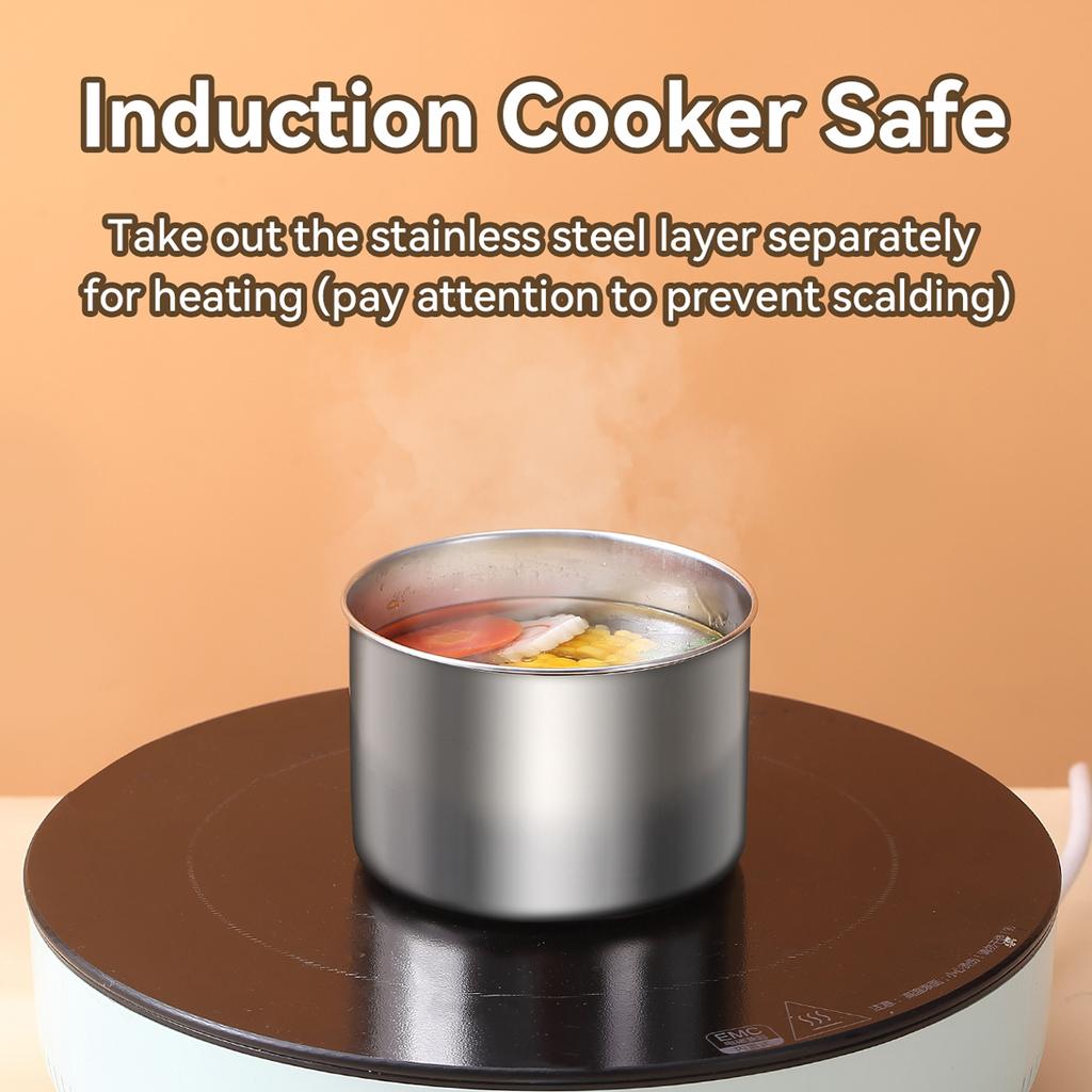 WORTHBUY Cute Thermal Bento Box Portable 304 Stainless Steel Lunch Box Heatable Sealed Leak-proof Food Container For Kids