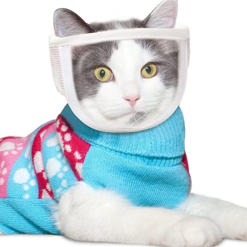 Намордник для кошек для груминга, дышащая прозрачная защита для лица, чехол для рта, предотвращает укусы, жевание, стрижку, купание