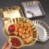 Stainless Steel Snack Tray Set with Dipping Bowl Fine Polished Design Sandwich Serving Tray for Sushi Chips Dumplings Salads