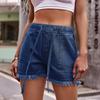 2024 Женские европейские и американские повседневные джинсовые шорты с эластичной талией, высокой посадкой, облегающие