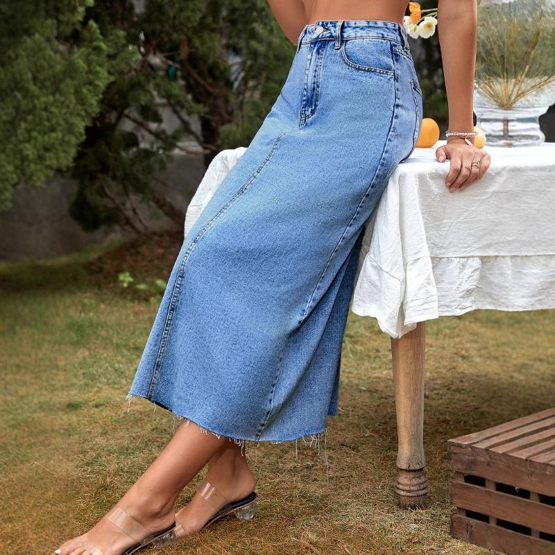 Женская повседневная джинсовая юбка А-силуэта с высокой талией, утягивающая, универсальная