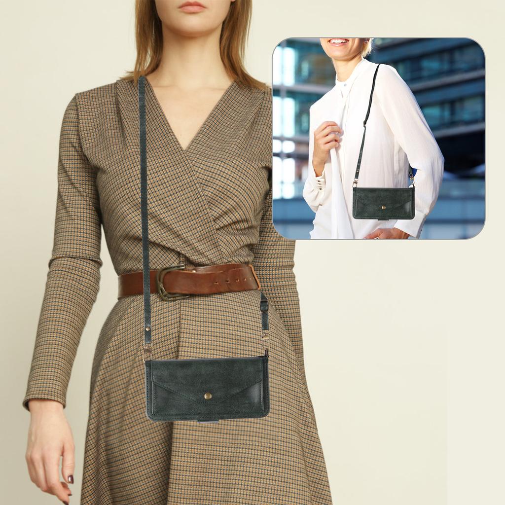 For Fairphone 6 Leather Case Magnetic Closure Wallet Stand Phone Cover with Crossbody Strap