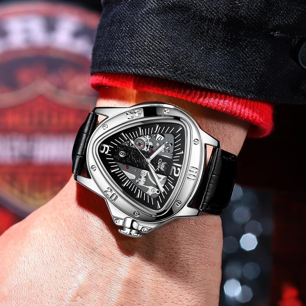 Часы OPK для мужчин, кварцевые часы бренда, кожаный ремешок, календарь, большой циферблат, водонепроницаемые, светящиеся часы с датой для мужчин, черные