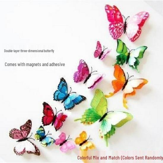 Декоративная 3D наклейка-бабочка с клеем - Идеально подходит для стен, свадеб и магнитов на холодильник.