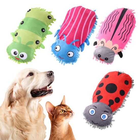Швабра Насекомое Пищащая Плюшевая Игрушка для Собаки Божья Коровка Гусеница Форма Мягкая Хрустящая Игрушка для Щенка для Маленьких Собак
