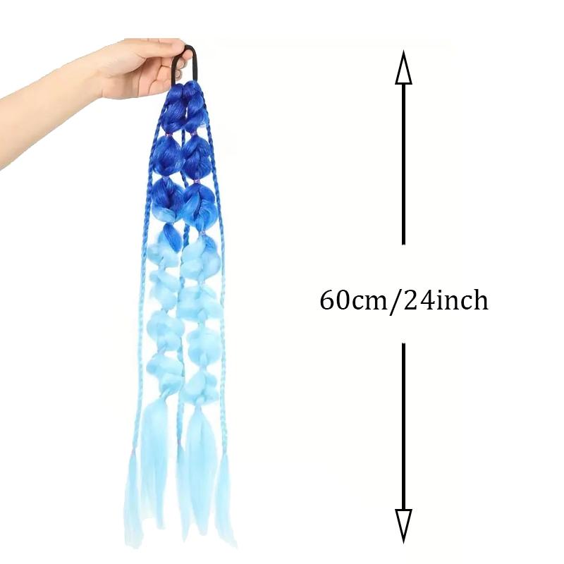 Y2K Style Gradient Bow Bubble Braided Ponytail Women's High-temperature Synthetic Ponytail Suitable for Various Occasions