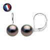 Earrings - - Tahiti - Semi-Round Pearls 8-9 Mm - 9 Cts White Gold - Sleeper Earrings