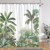 Tropical Botanical Jungle Animal Shower Curtain Coconut Flamingo Giraffe Bluebird Polyester Fabric Shower Curtain Bathroom Decor