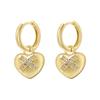 ZHUKOU star drop earrings for women Heart small hoop earrings Cubic zirconia shiny dangle women earrings VE938