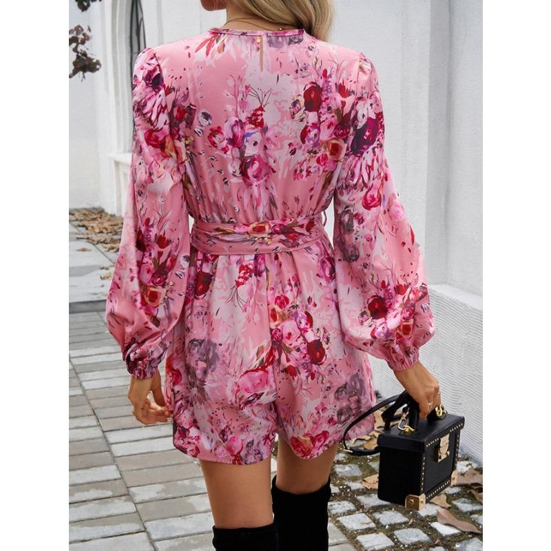 Женский комбинезон с длинными рукавами и высокой талией на осень и зиму Temperament Collision Printing