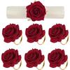 10pcs Rose Napkin Rings Artificial Rose Napkin Rings with Gold Metal Holder Design for Wedding Party Anniversary Dining Table Settings Decor