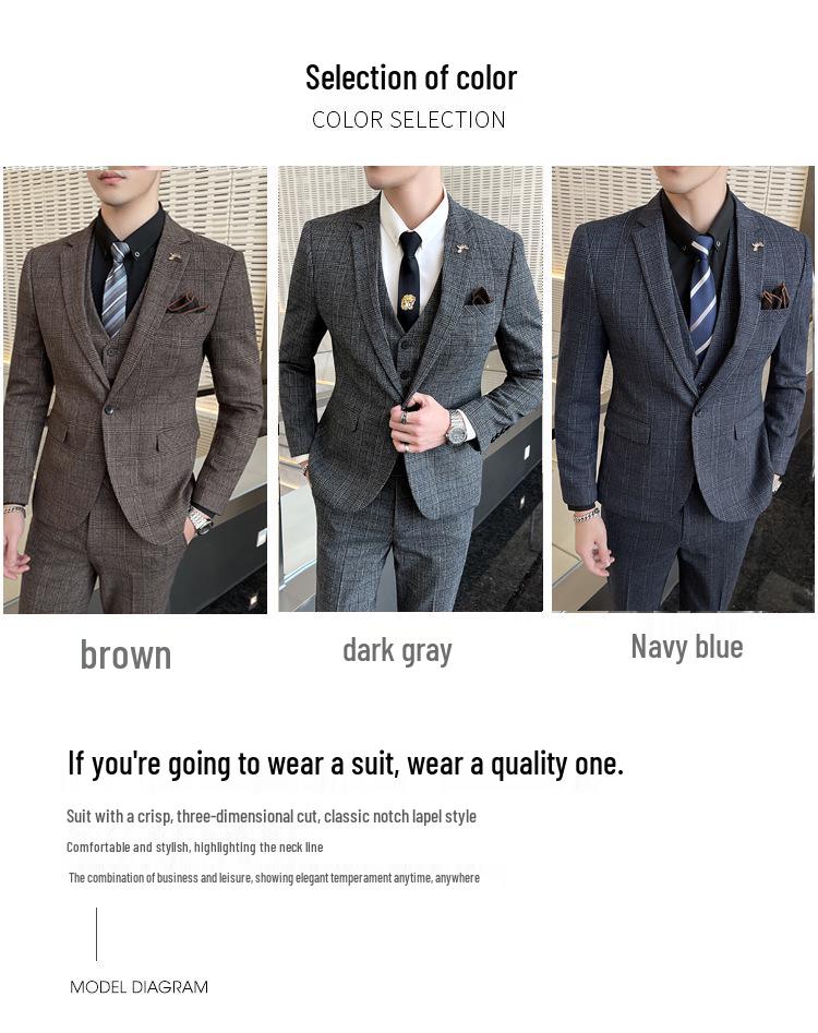 Мужской приталенный костюм-тройка в корейском стиле, весенний, повседневный