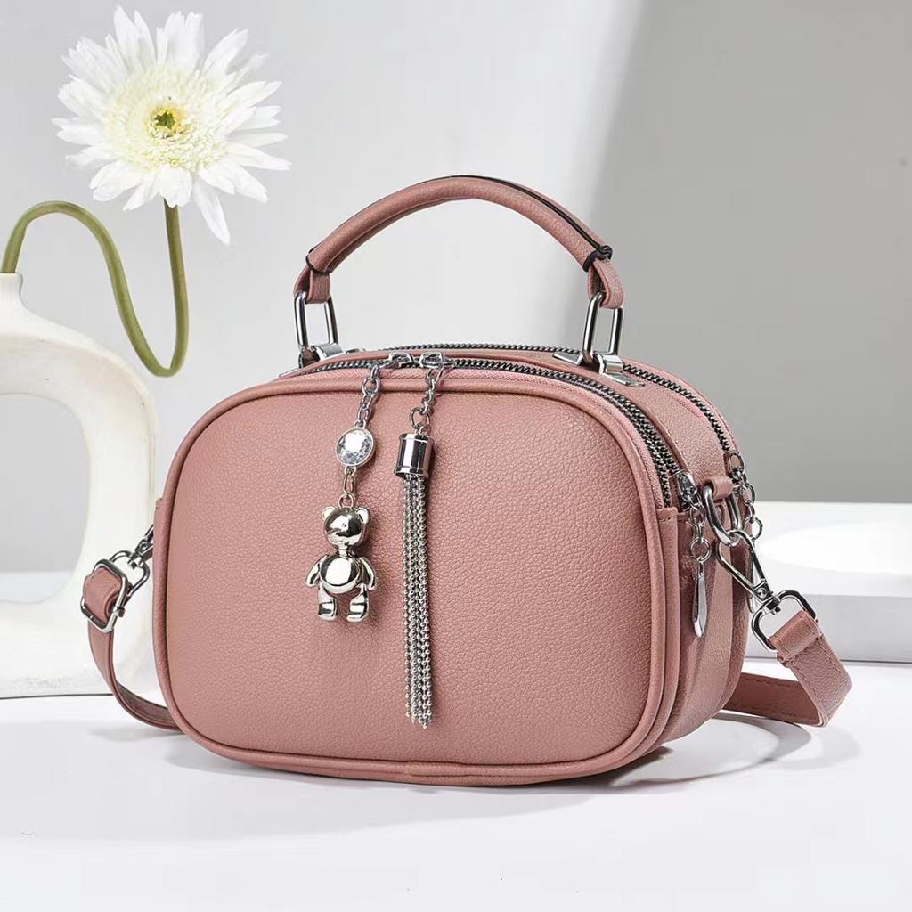 WTEMPO Solid Color Simple Versatile Women's Zipper Handbags Large Capacity Singler Shoulder Crossbody Faux Leather Bags